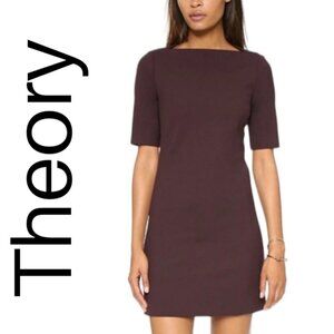 THEORY HARKIN FADED SHORT SLEEVE WOOL MINI SHEATH DRESS, SIZE 4